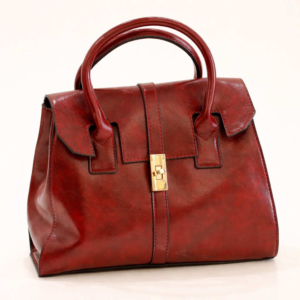 Vintage Ruby Top-Handle Satchel Bag